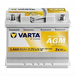 Акумулатор VARTA LA60 PROFESSIONAL AGM 60Ah/680A R+ – акумулатор за кемпери, лодки, яхти